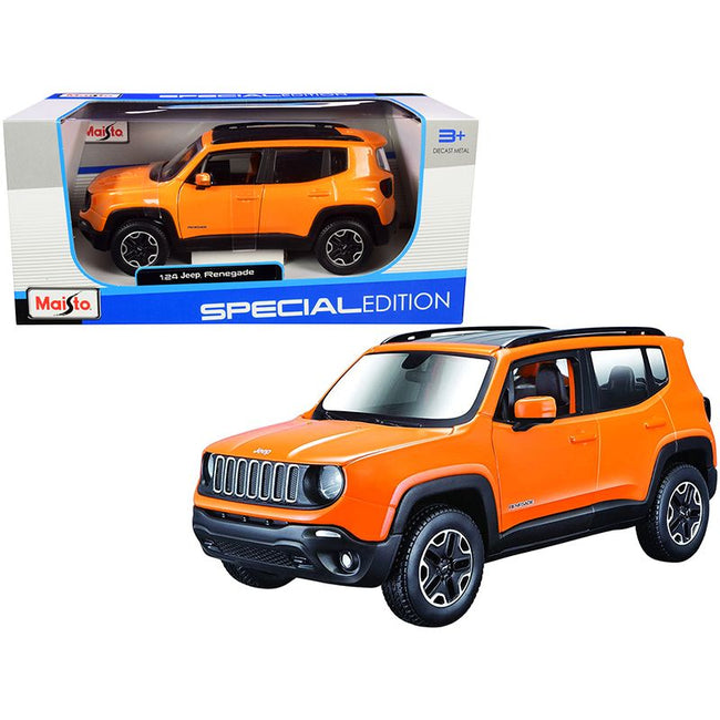 Jeep Renegade Orange Metallic with Black Top "Special Edition" 1/24 Diecast Model Car by Maisto-Maisto-ModelCars.com