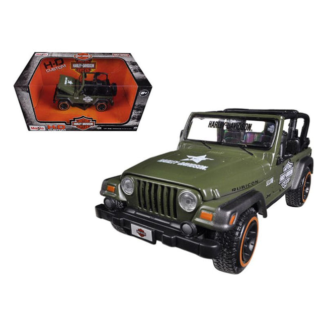 Jeep Wrangler Rubicon Harley Davidson Green 1/27 Diecast Model by Maisto - Maisto - ModelCars.com