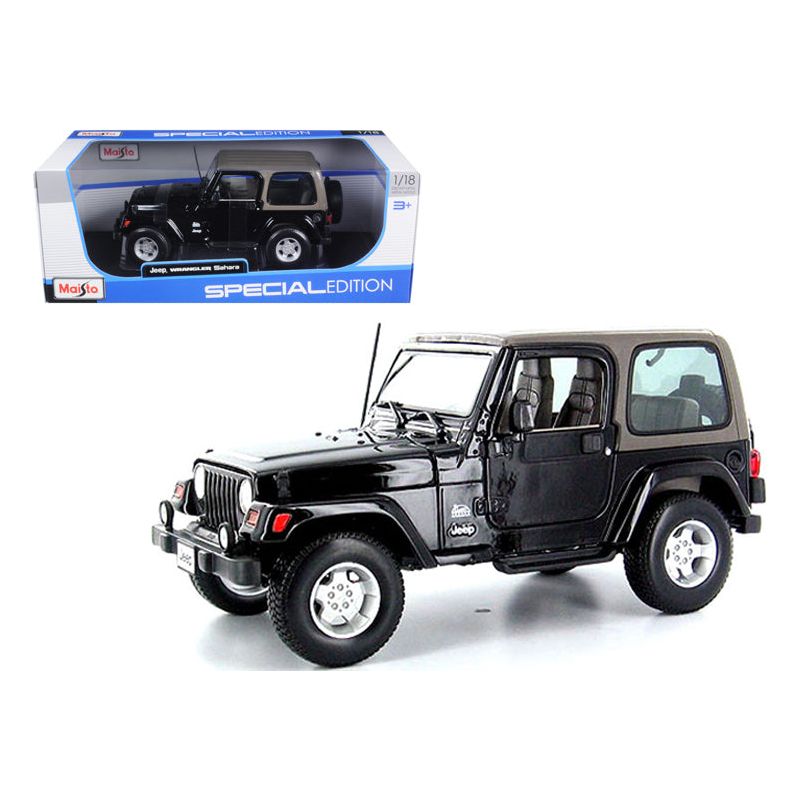 Jeep Wrangler Sahara Black 1/18 Diecast Model Car by Maisto-Maisto-ModelCars.com