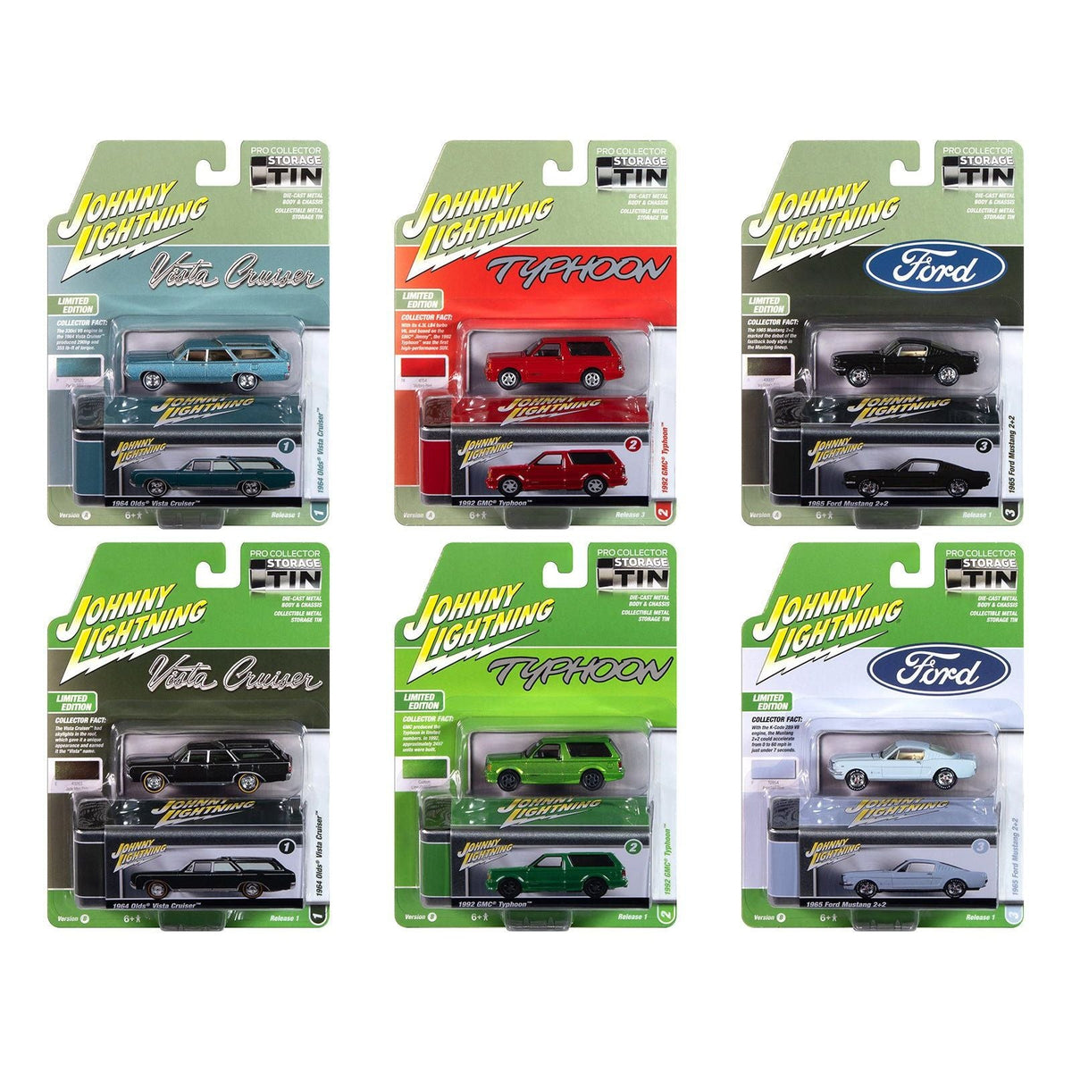 Johnny Lightning Collector's Tin 2025 Set of 6 Cars Release 1 Limited Edition 1 1/64 Diecast Model Cars by Johnny Lightning-Johnny Lightning-ModelCars.com