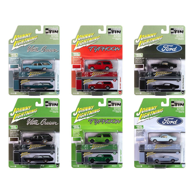 Johnny Lightning Collector's Tin 2025 Set of 6 Cars Release 1 Limited Edition 1 1/64 Diecast Model Cars by Johnny Lightning-Johnny Lightning-ModelCars.com