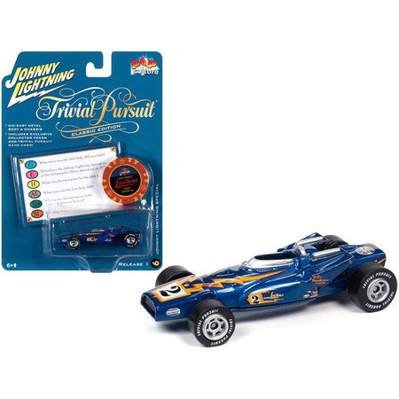 Johnny Lightning Special Blue Metallic with Poker Chip (Collector Token) and Game Card "Trivial Pursuit" "Pop Culture" Series 1/64 Diecast Model Car by Johnny Lightning-Johnny Lightning-ModelCars.com