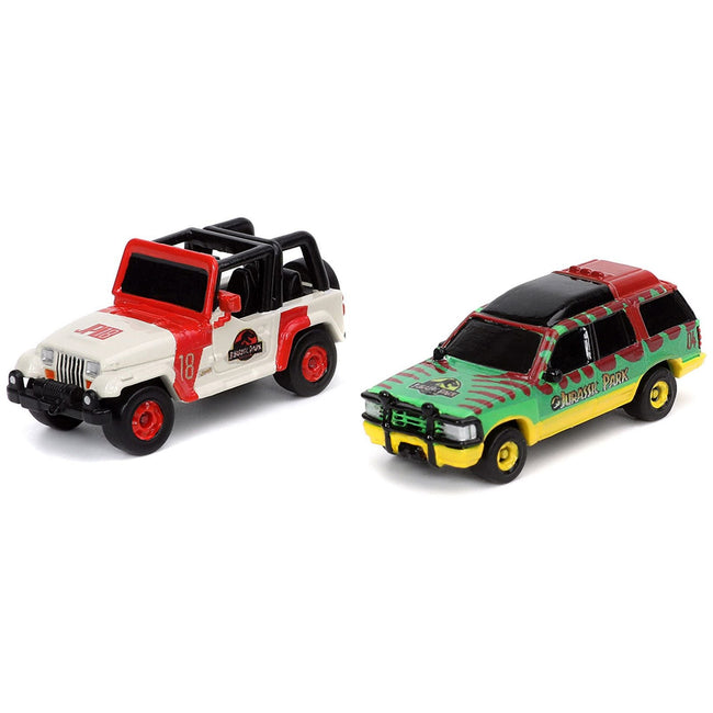 Jurassic Park Theme Park Entrance Diorama with Jeep Wrangler and Ford Explorer 30th Anniversary "Jurassic Park" (1993) Movie "Nano Hollywood Rides" Series Models by Jada - Jada - ModelCars.com