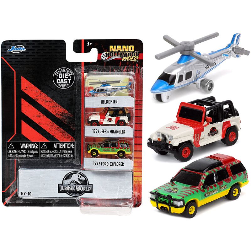 "Jurassic World" 3 piece Set "Nano Hollywood Rides" Diecast Models by Jada - Jada - ModelCars.com