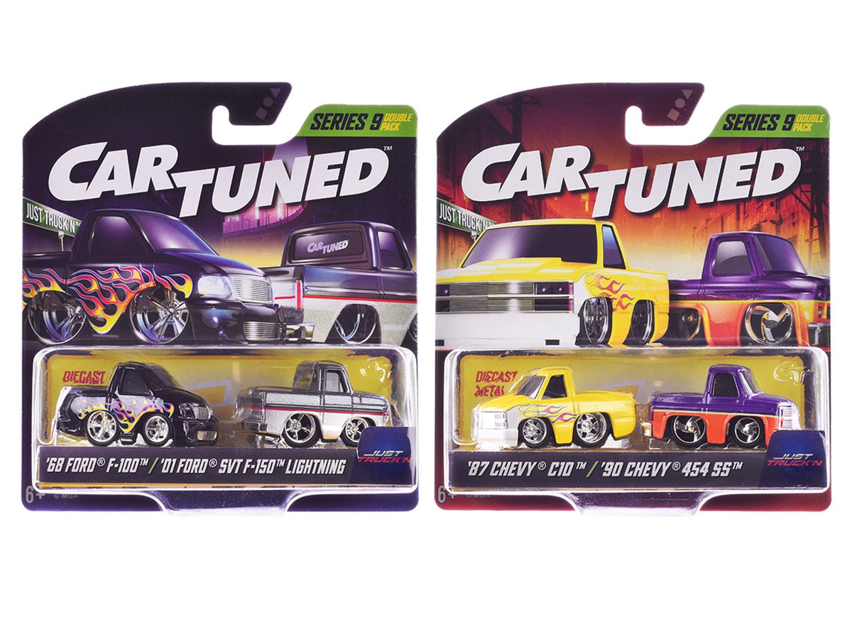 "Just Truck'n" Double Pack Series 9 Set of 4 Cars Diecast Model Cars by CarTuned-Car Tuned-ModelCars.com
