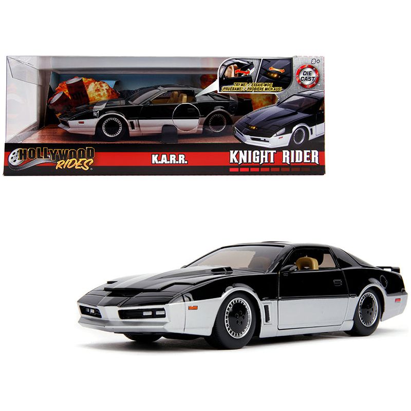 K.A.R.R. Black and Silver with Light "Knight Rider" (1982) TV Series "Hollywood Rides" Series 1/24 Diecast Model Car by Jada-Jada-ModelCars.com