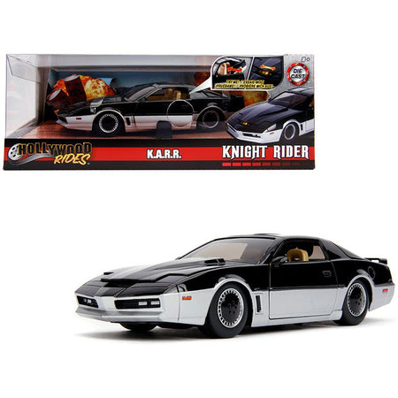 K.A.R.R. Black and Silver with Light "Knight Rider" (1982) TV Series "Hollywood Rides" Series 1/24 Diecast Model Car by Jada-Jada-ModelCars.com
