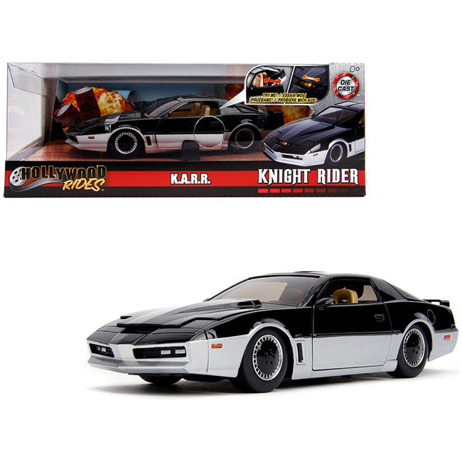K.A.R.R. Black and Silver with Light "Knight Rider" (1982) TV Series "Hollywood Rides" Series 1/24 Diecast Model Car by Jada-Jada-ModelCars.com