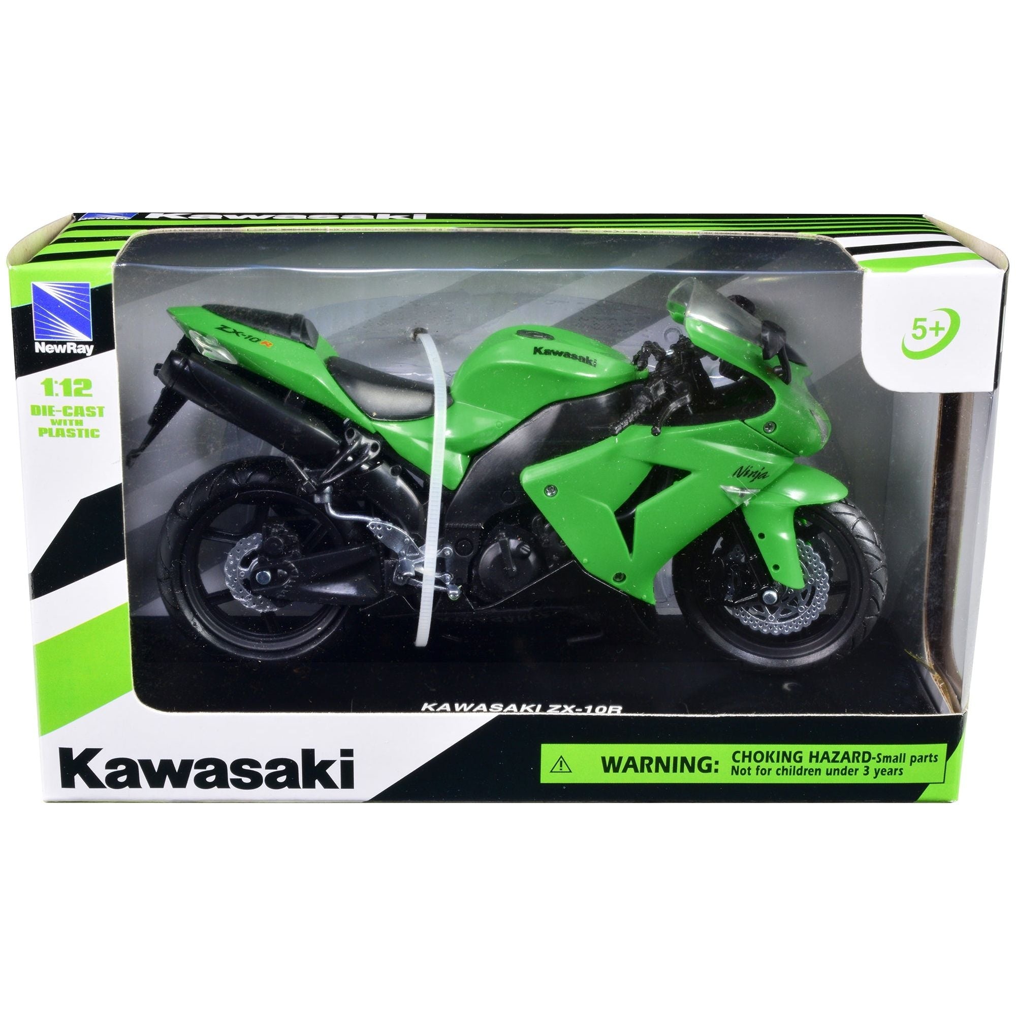 Kawasaki ZX - 10R Ninja Motorcycle Green 1/12 Diecast Model by New Ray - New Ray - ModelCars.com