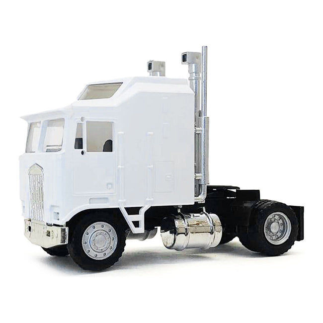 Kenworth K100 Single-Axle Truck with 5-Bar Grill White 1/87 (HO) Plastic Model Car by Promotex-Promotex-ModelCars.com