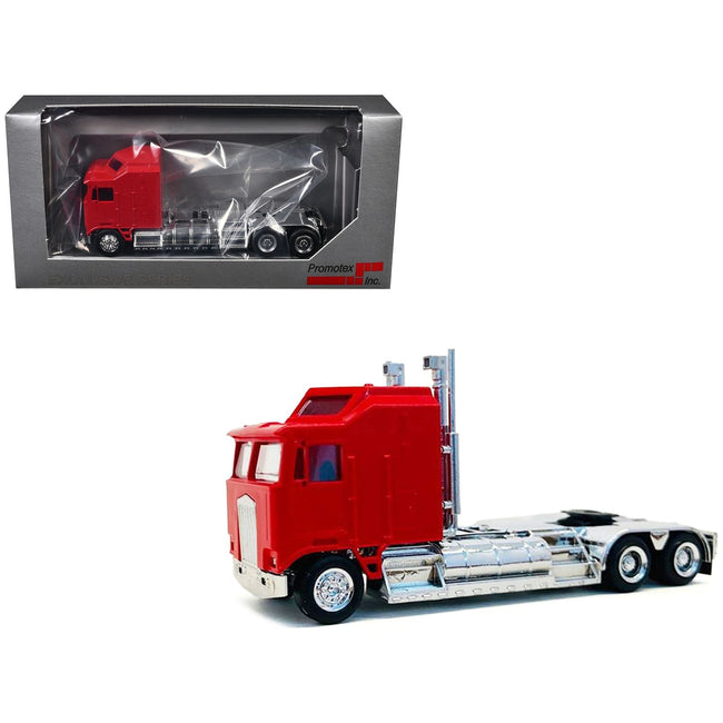 Kenworth K100 with 5-Bar Grill and XXL Chassis Red 1/87 (HO) Plastic Model by Promotex-Promotex-ModelCars.com