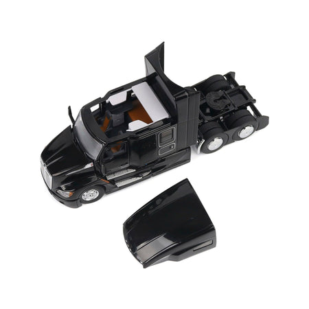 Kenworth T680 76" High Roof Sleeper Cab Truck Tractor Black "Transport Series" 1/50 Diecast Model by Diecast Masters-Diecast Masters-ModelCars.com