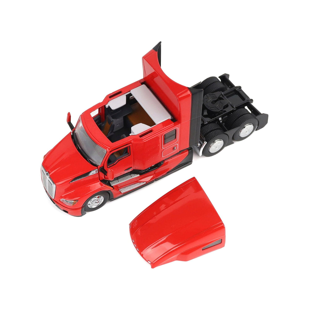 Kenworth T680 76" High Roof Sleeper Cab Truck Tractor Viper Red "Transport Series" 1/50 Diecast Model by Diecast Masters-Diecast Masters-ModelCars.com