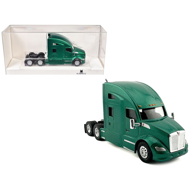 Kenworth T680 Sleeper Cab Green Metallic 1/87 (HO) Plastic Model Car by HO Logistics-HO Logistics Replicas-ModelCars.com