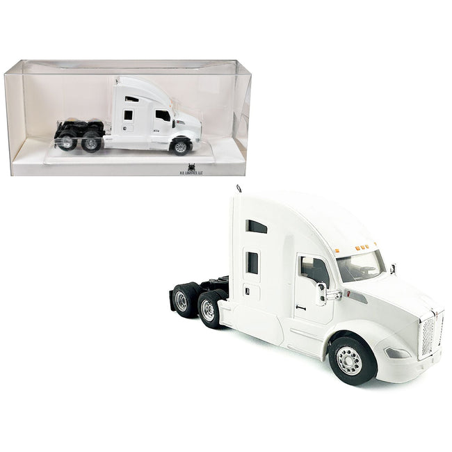 Kenworth T680 Sleeper Cab White 1/87 (HO) Plastic Model Car by HO Logistics-HO Logistics Replicas-ModelCars.com