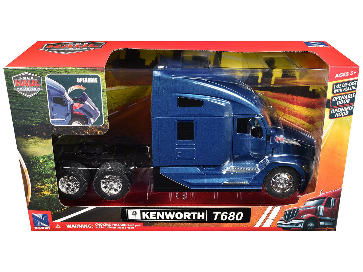 Kenworth T680 Truck Tractor Blue Metallic "Long Haul Truckers" Series 1/32 Diecast Model by New Ray-New Ray-ModelCars.com