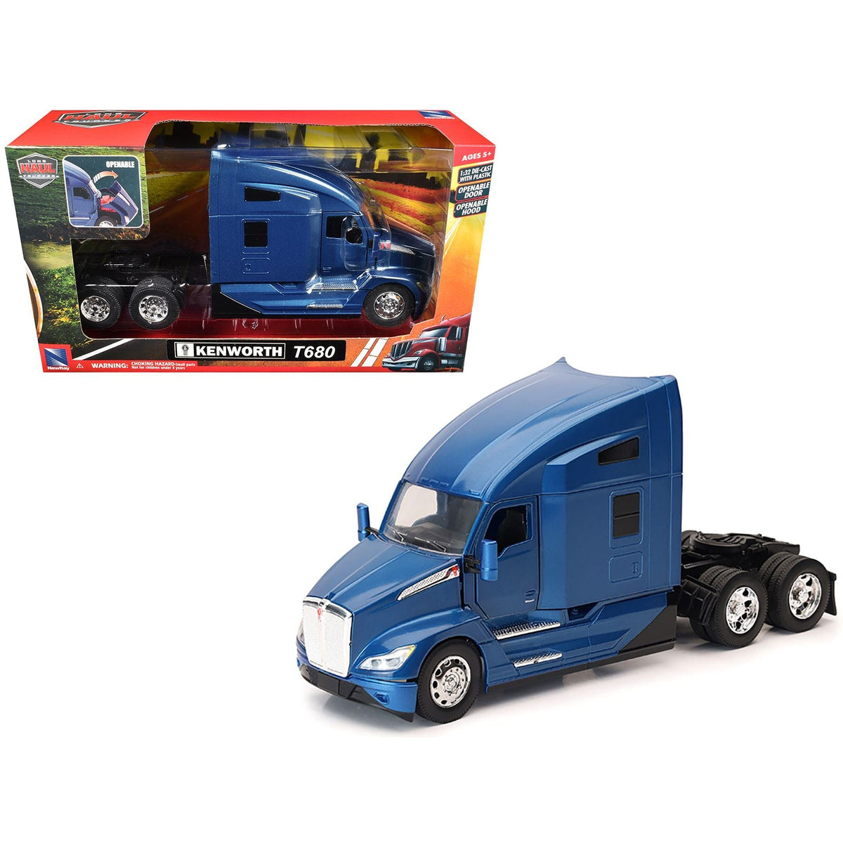 Kenworth T680 Truck Tractor Blue Metallic "Long Haul Truckers" Series 1/32 Diecast Model by New Ray-New Ray-ModelCars.com