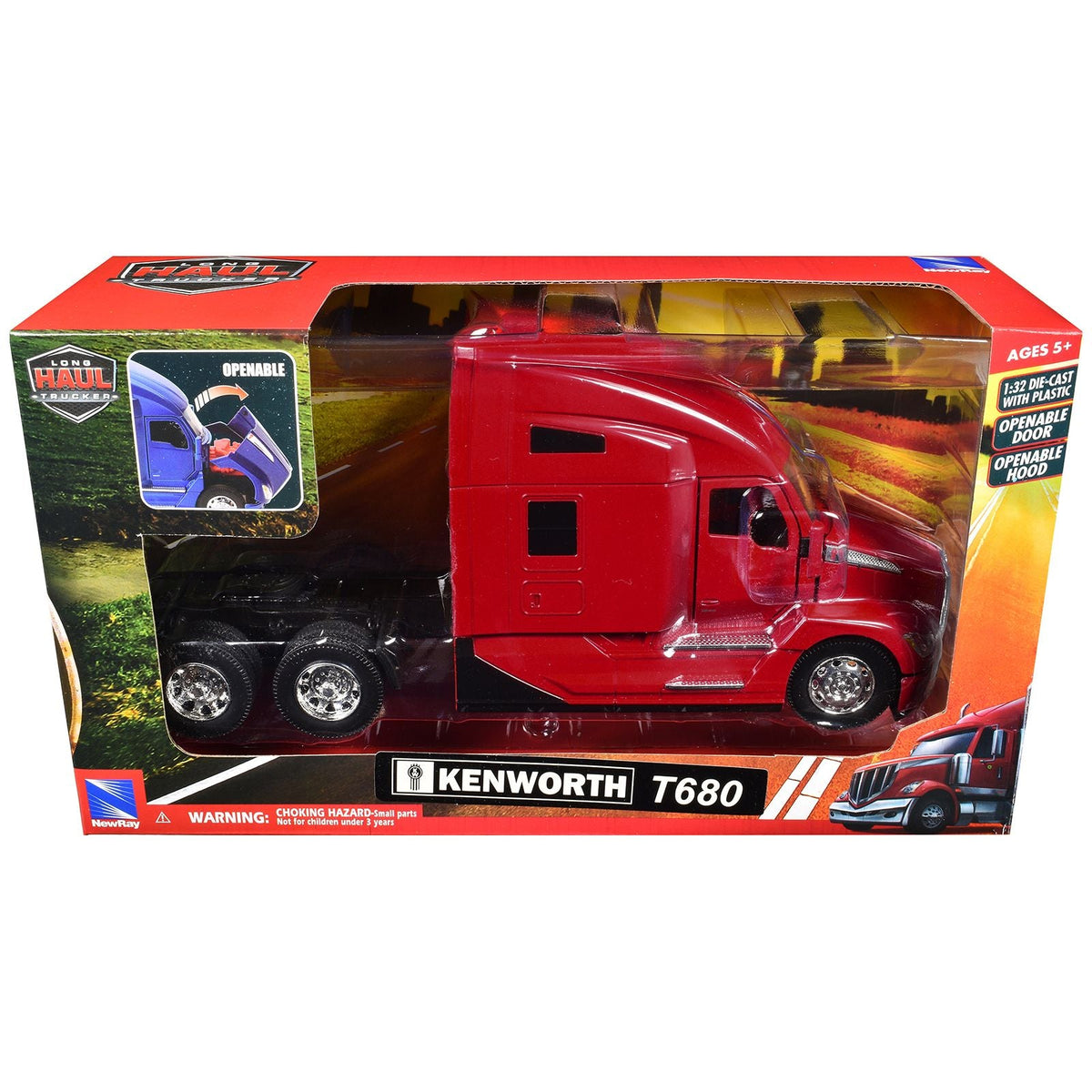 Kenworth T680 Truck Tractor Red "Long Haul Truckers" Series 1/32 Diecast Model by New Ray-New Ray-ModelCars.com