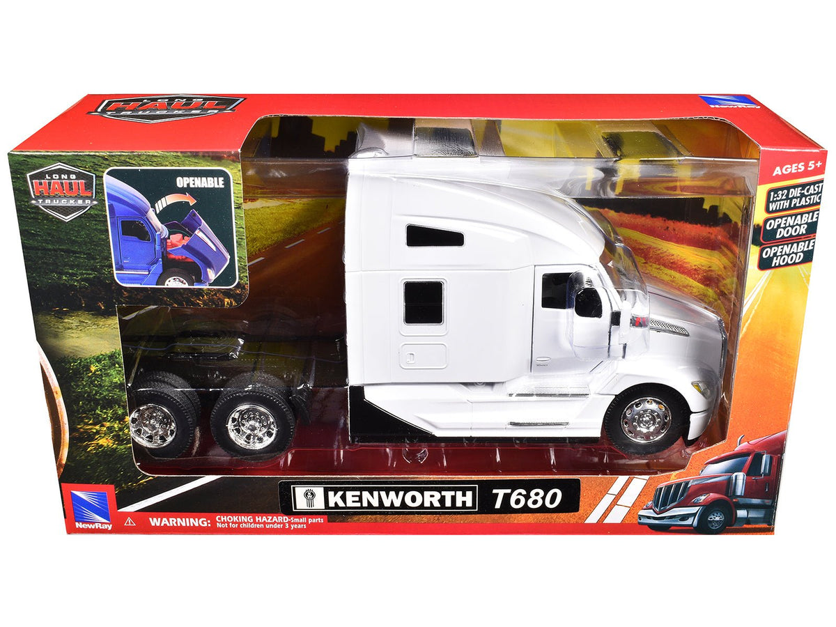 Kenworth T680 Truck Tractor White "Long Haul Truckers" Series 1/32 Diecast Model by New Ray-New Ray-ModelCars.com