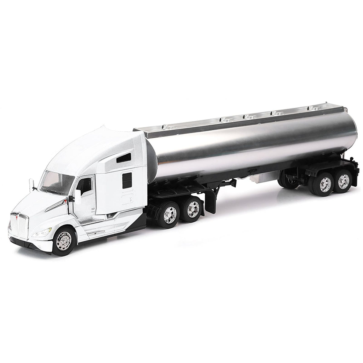 Kenworth T680 Truck White with Oil Tanker Trailer Chrome "Long Haul Trucker" Series 1/32 Diecast Model by New Ray-New Ray-ModelCars.com