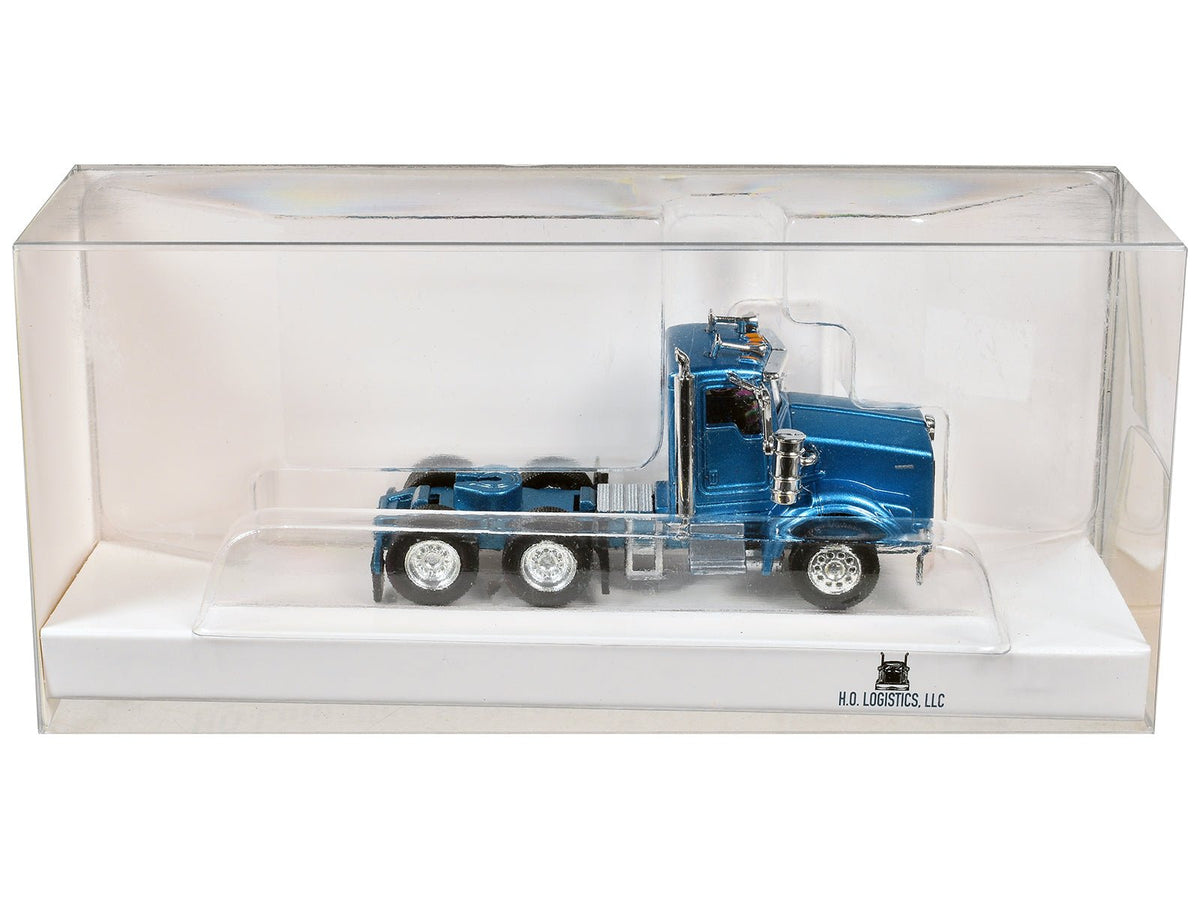 Kenworth T800 Day Cab Blue Metallic 1/87 (HO) Scale Plastic Model Car by HO Logistics-HO Logistics Replicas-ModelCars.com