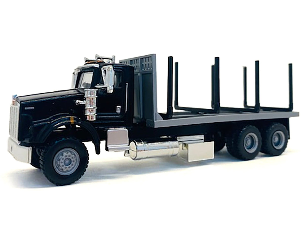 Kenworth T800 Stake Bed Truck Black 1/87 (HO) Plastic Model Car by Promotex-Promotex-ModelCars.com