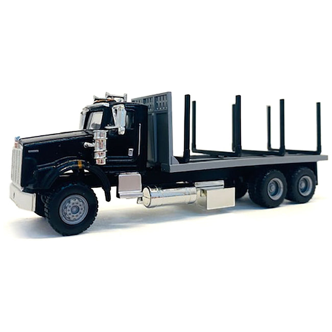 Kenworth T800 Stake Bed Truck Black 1/87 (HO) Plastic Model Car by Promotex-Promotex-ModelCars.com