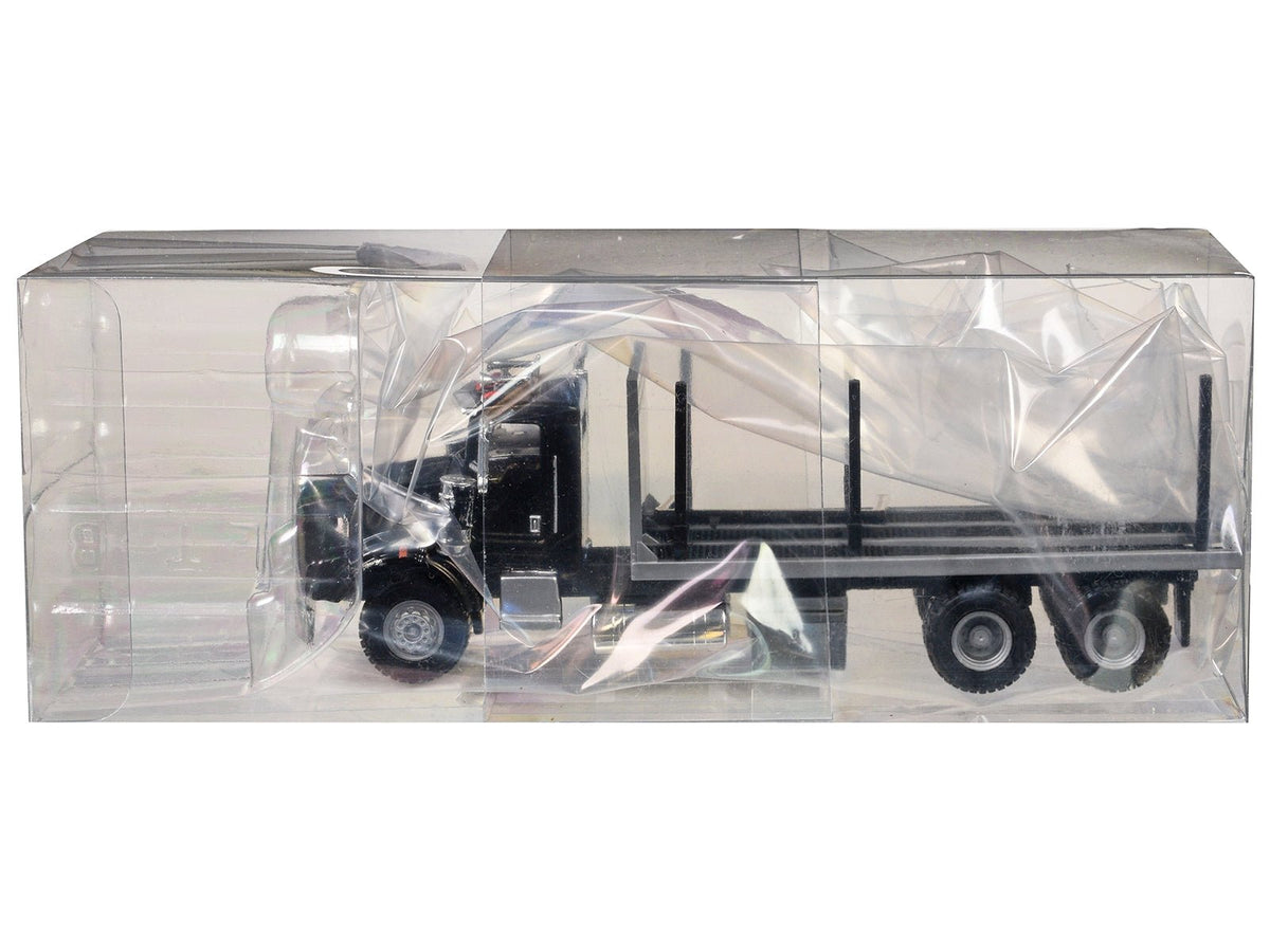 Kenworth T800 Stake Bed Truck Black 1/87 (HO) Plastic Model Car by Promotex-Promotex-ModelCars.com