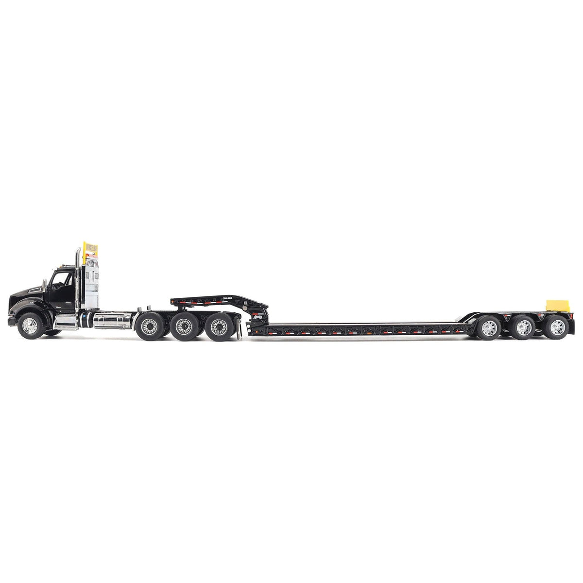 Kenworth T880 SBFA Tridem Truck with Trail King HDG Lowboy Trailer Black "Transport Series" 1/50 Diecast Model by Diecast Masters-Diecast Masters-ModelCars.com