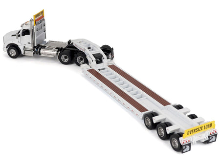 Kenworth T880 SBFA Tridem Truck with Trail King HDG Lowboy Trailer White "Transport Series" 1/50 Diecast Model by Diecast Masters-Diecast Masters-ModelCars.com