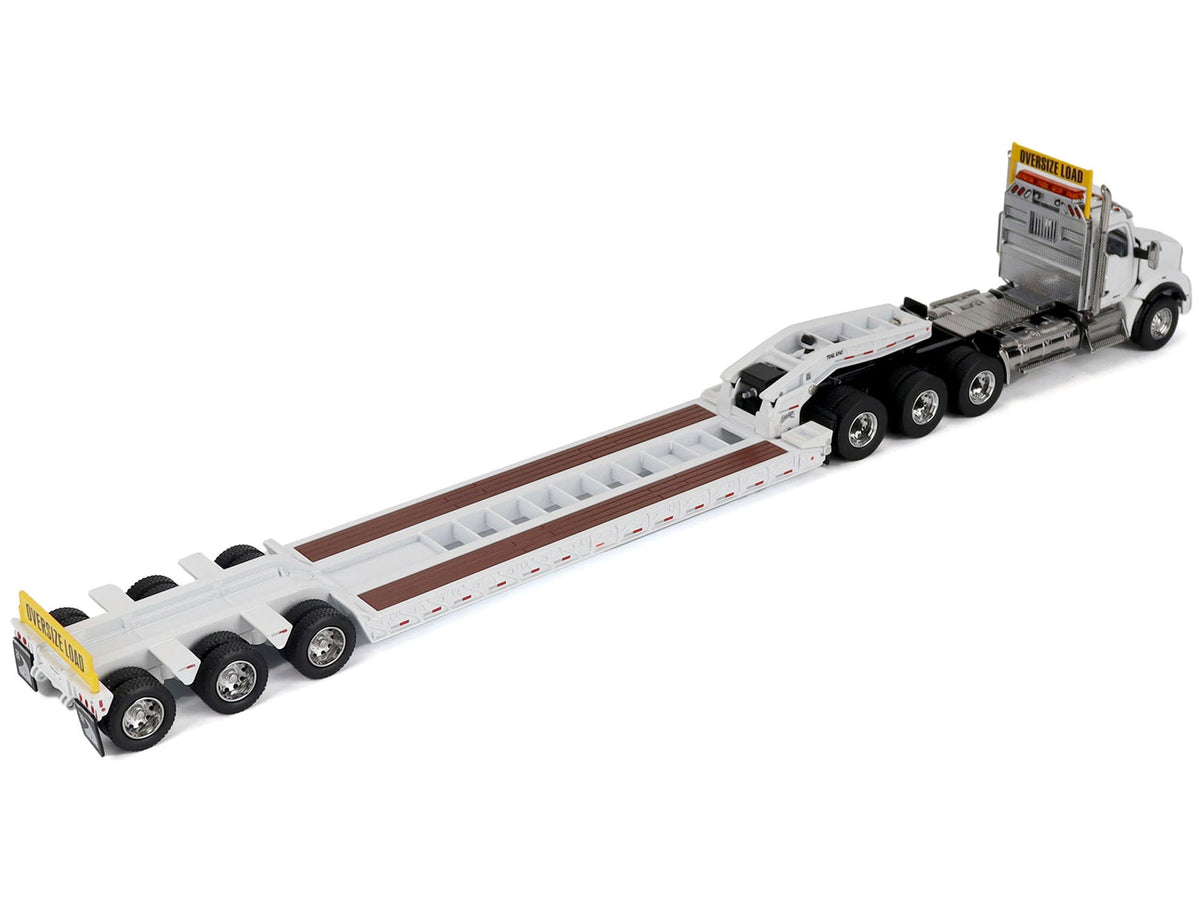 Kenworth T880 SBFA Tridem Truck with Trail King HDG Lowboy Trailer White "Transport Series" 1/50 Diecast Model by Diecast Masters-Diecast Masters-ModelCars.com