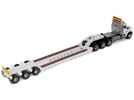 Kenworth T880 SBFA Tridem Truck with Trail King HDG Lowboy Trailer White "Transport Series" 1/50 Diecast Model by Diecast Masters-Diecast Masters-ModelCars.com