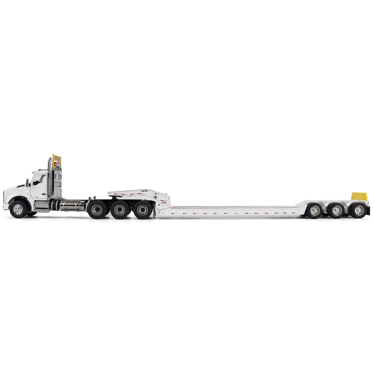 Kenworth T880 SBFA Tridem Truck with Trail King HDG Lowboy Trailer White "Transport Series" 1/50 Diecast Model by Diecast Masters-Diecast Masters-ModelCars.com