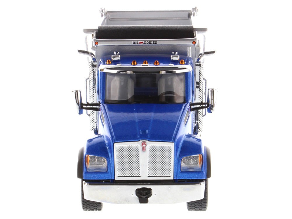 Kenworth T880S SFFA Tandem Axle with Pusher Axle OX Stampede Dump Truck Blue and Chrome "Transport Series" 1/50 Diecast Model by Diecast Masters-Diecast Masters-ModelCars.com