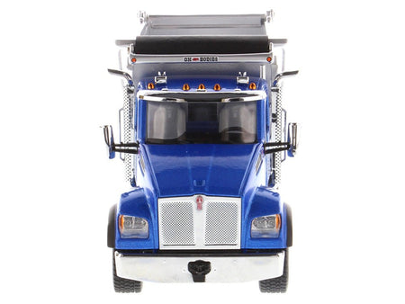 Kenworth T880S SFFA Tandem Axle with Pusher Axle OX Stampede Dump Truck Blue and Chrome "Transport Series" 1/50 Diecast Model by Diecast Masters-Diecast Masters-ModelCars.com