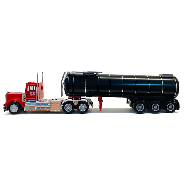 Kenworth W - 900 Red with Asphalt Tanker Trailer 1/87 (HO) Plastic Model Car by Promotex - Promotex - ModelCars.com