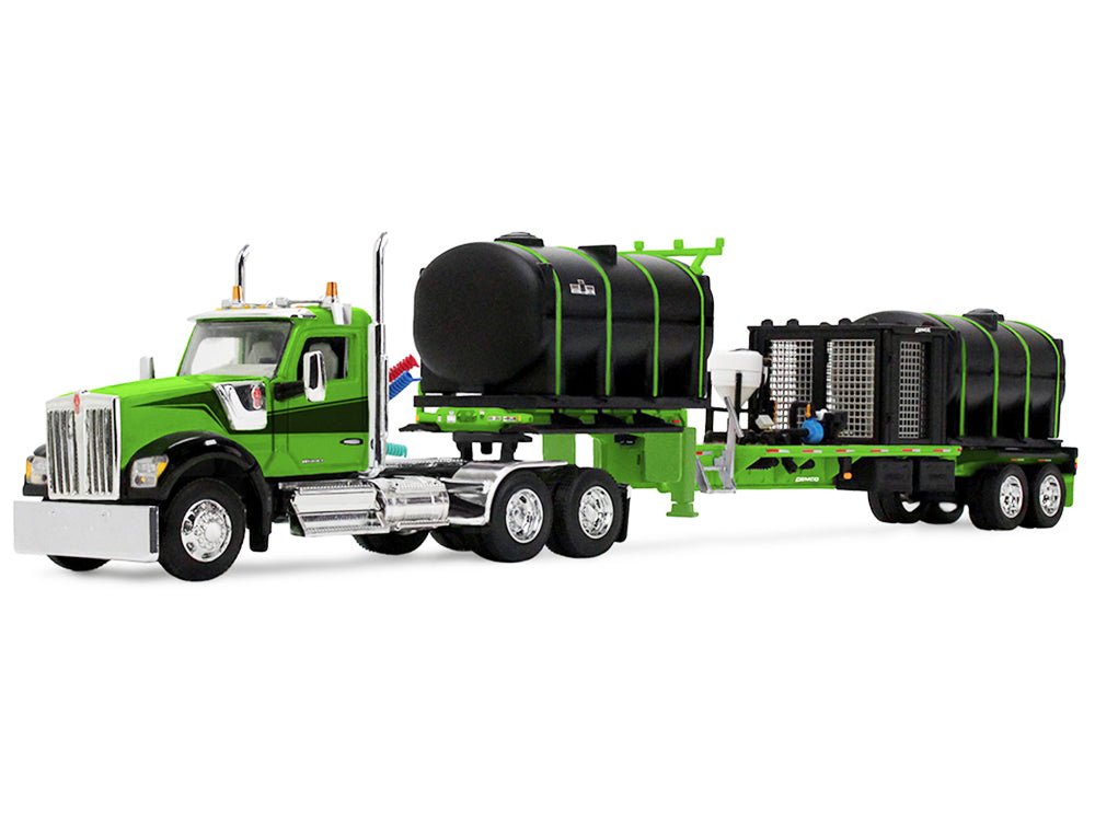 Kenworth W900 Day Cab with Demco 42' Liquid Fertilizer Tender Trailer Green and Black 1/64 Diecast Model by DCP/First Gear-First Gear-ModelCars.com