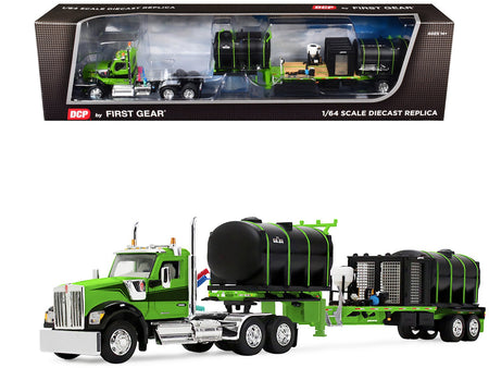 Kenworth W900 Day Cab with Demco 42' Liquid Fertilizer Tender Trailer Green and Black 1/64 Diecast Model by DCP/First Gear-First Gear-ModelCars.com