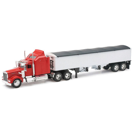 Kenworth W900 Grain Truck Red and White "Long Haul Truckers" Series 1/32 Diecast Model by New Ray-New Ray-ModelCars.com
