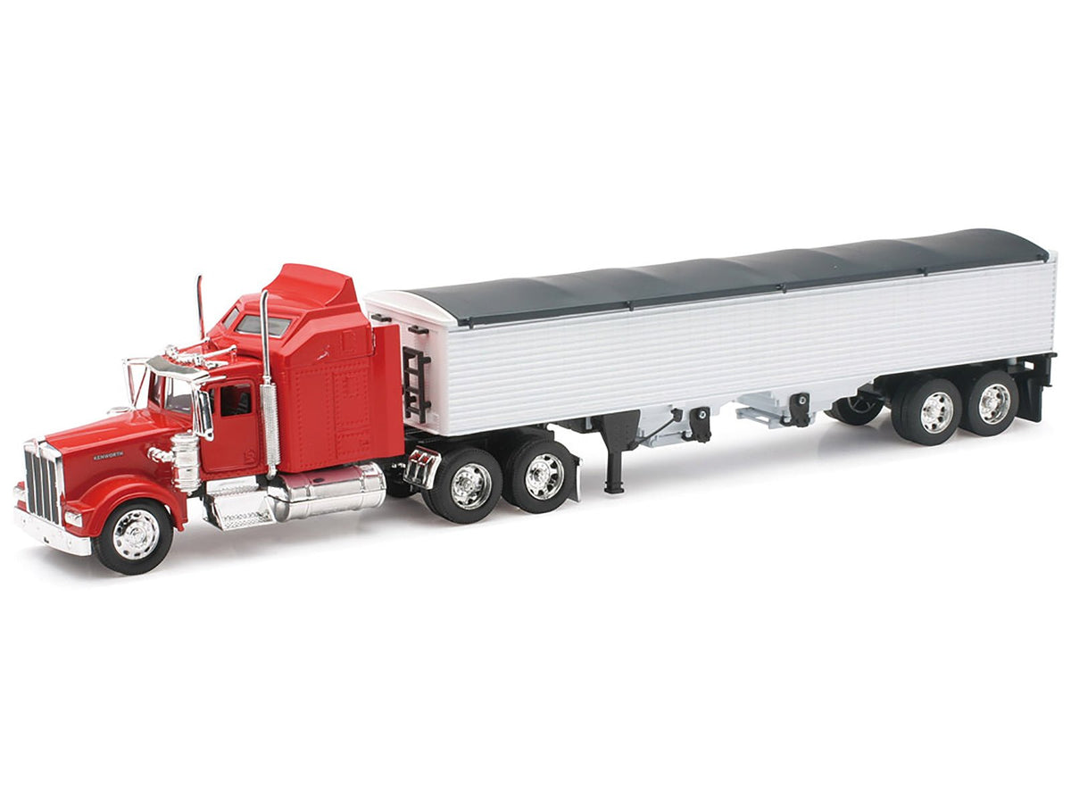 Kenworth W900 Grain Truck Red and White "Long Haul Truckers" Series 1/32 Diecast Model by New Ray-New Ray-ModelCars.com