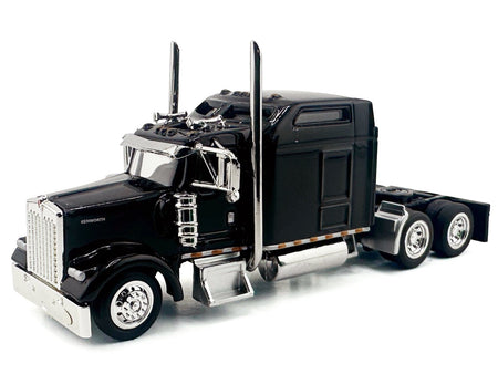 Kenworth W900L Truck Tractor with Sleeper Cab Black 1/87 (HO) Scale Plastic Model Car by HO Logistics-HO Logistics Replicas-ModelCars.com