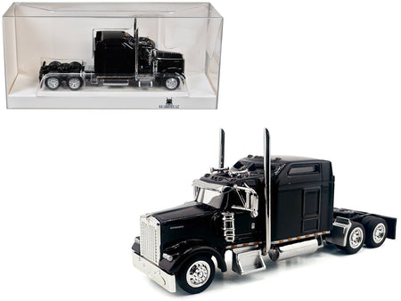 Kenworth W900L Truck Tractor with Sleeper Cab Black 1/87 (HO) Scale Plastic Model Car by HO Logistics-HO Logistics Replicas-ModelCars.com