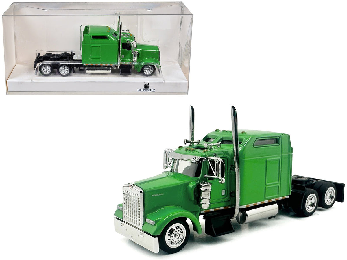 Kenworth W900L Truck Tractor with Sleeper Cab Lime Green 1/87 (HO) Scale Plastic Model Car by HO Logistics-HO Logistics Replicas-ModelCars.com