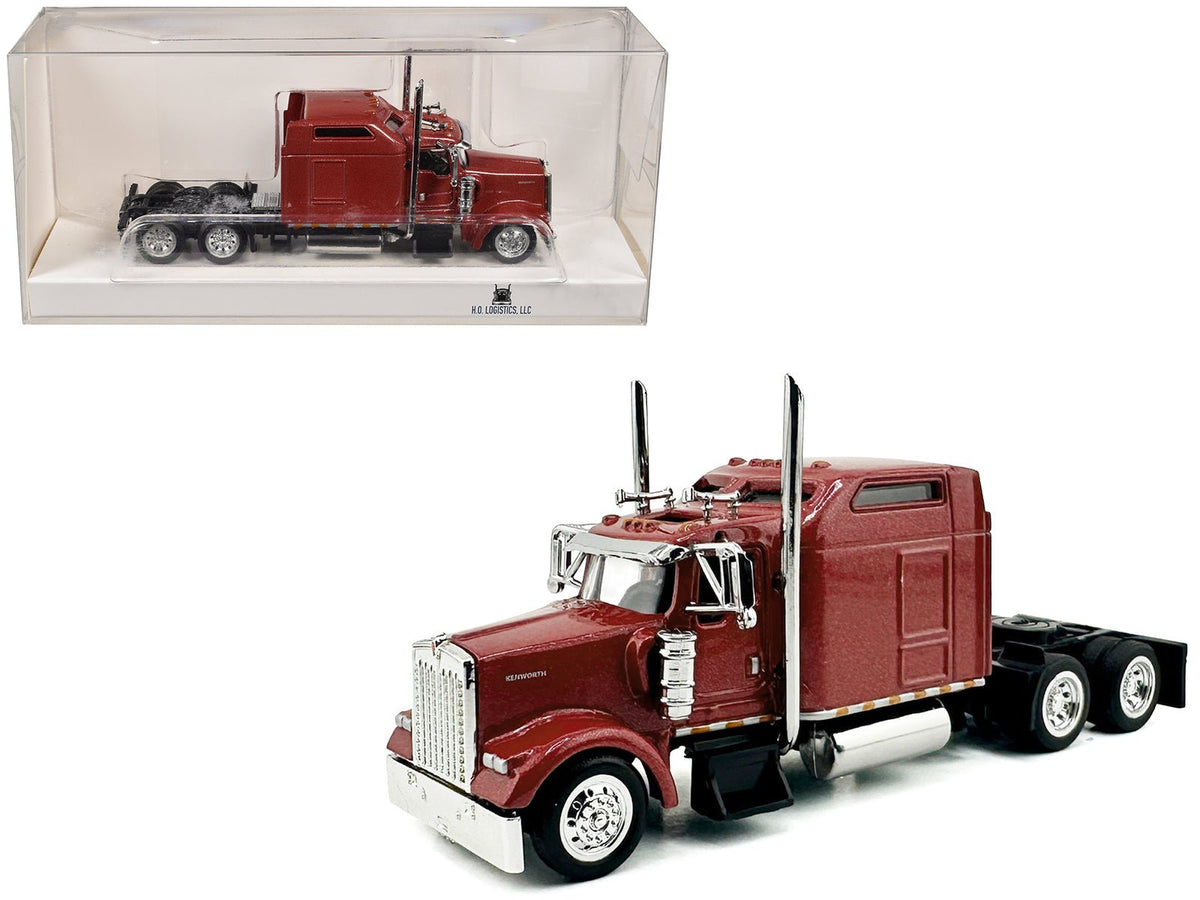Kenworth W900L Truck Tractor with Sleeper Cab Red Metallic 1/87 (HO) Scale Plastic Model Car by HO Logistics-HO Logistics Replicas-ModelCars.com