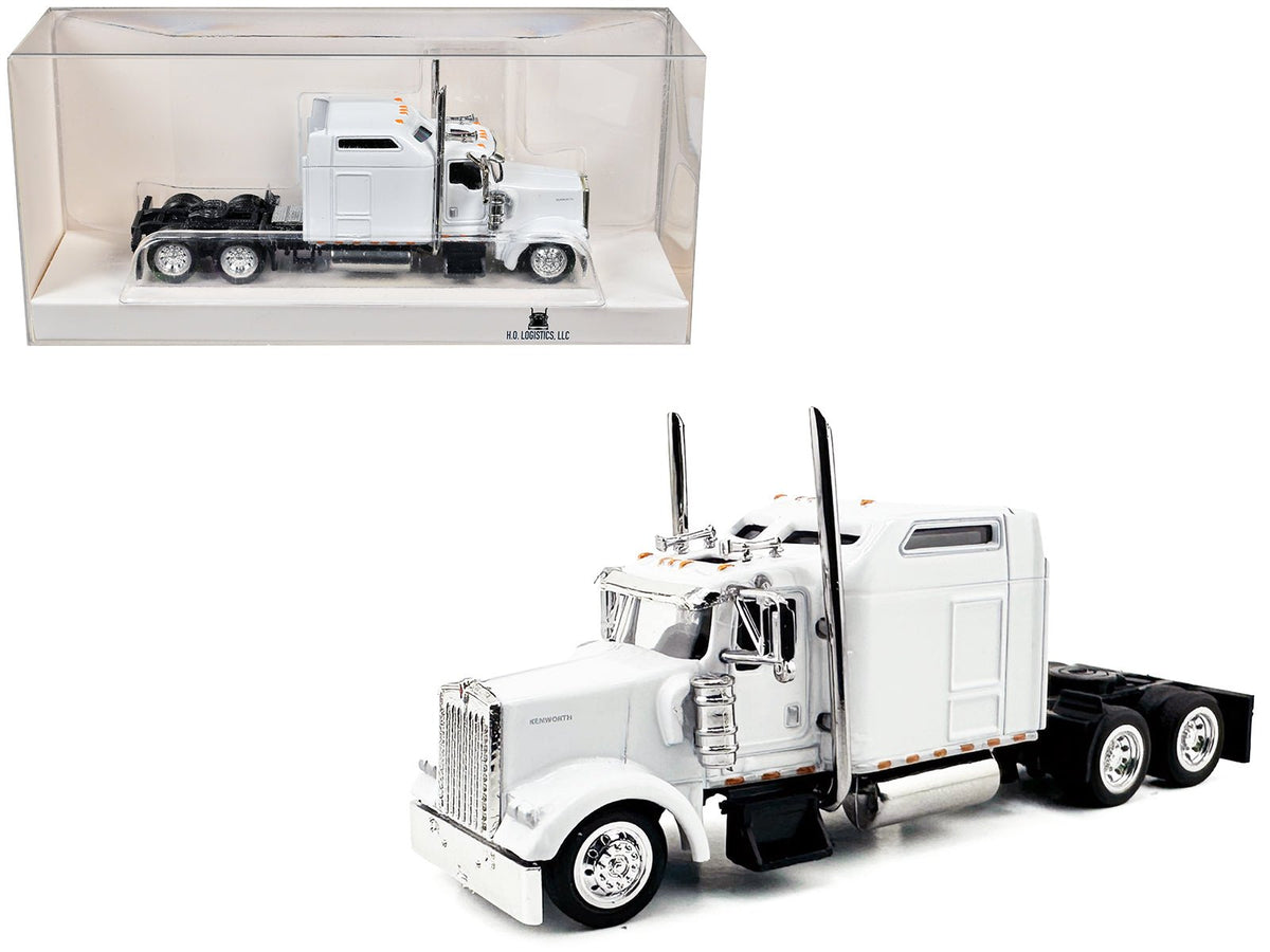 Kenworth W900L Truck Tractor with Sleeper Cab White 1/87 (HO) Scale Plastic Model Car by HO Logistics-HO Logistics Replicas-ModelCars.com