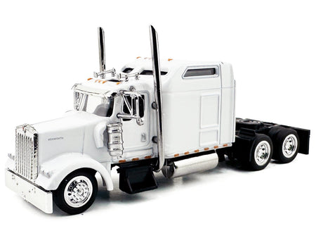 Kenworth W900L Truck Tractor with Sleeper Cab White 1/87 (HO) Scale Plastic Model Car by HO Logistics-HO Logistics Replicas-ModelCars.com