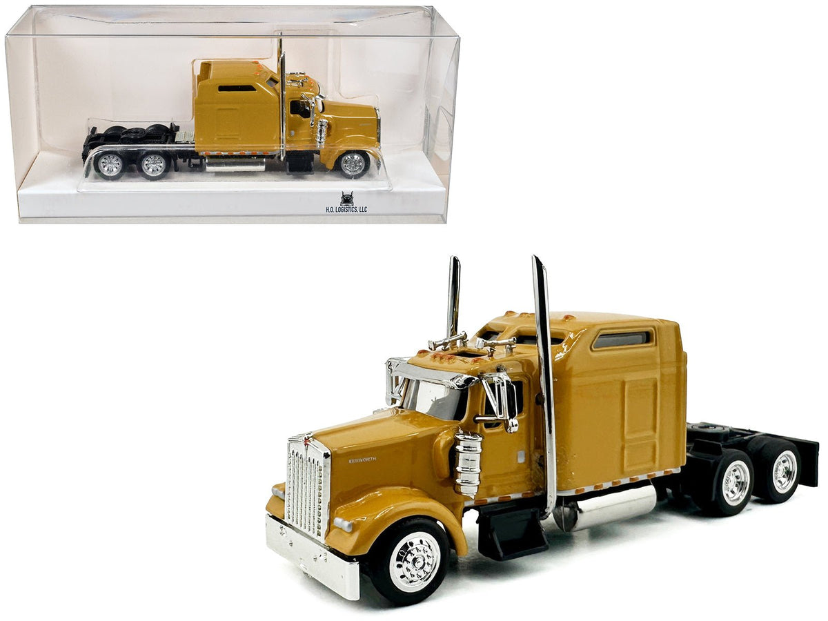 Kenworth W900L Truck Tractor with Sleeper Cab Yellow 1/87 (HO) Scale Plastic Model Car by HO Logistics-HO Logistics Replicas-ModelCars.com