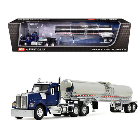Kenworth W990 Day Cab with Walker Food Grade Tank Trailer Viper Blue 1/64 Diecast Model by DCP/First Gear-First Gear-ModelCars.com