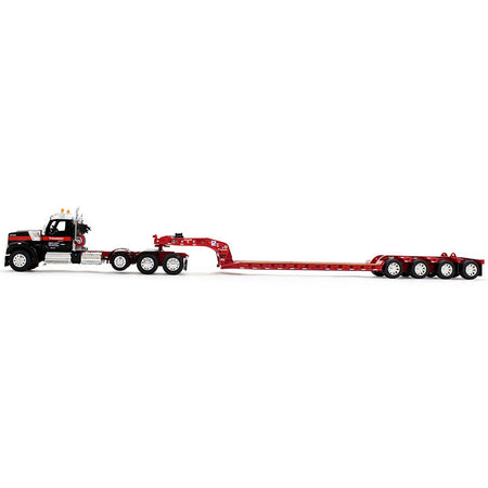 Kenworth W990 Heavy Haul Day Cab and Magnitude Tri - Axle Lowboy Trailer with Flip Tail "Mammoet" Black and Red 1/64 Diecast Model by DCP/First Gear - First Gear - ModelCars.com