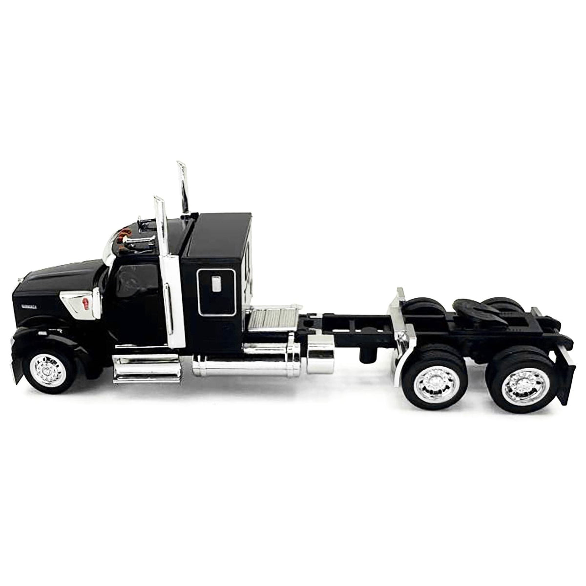 Kenworth W990 with Flat Top Sleeper Cab Black 1/87 (HO) Plastic Model Car by HO Logistics-HO Logistics Replicas-ModelCars.com